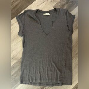 Free People Charcoal Short Sleeve Tee